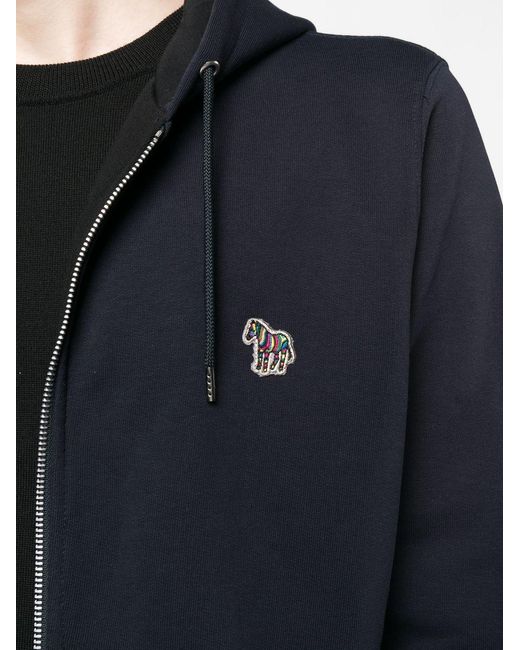 Paul Smith Blue Logo Cotton Hoodie for men