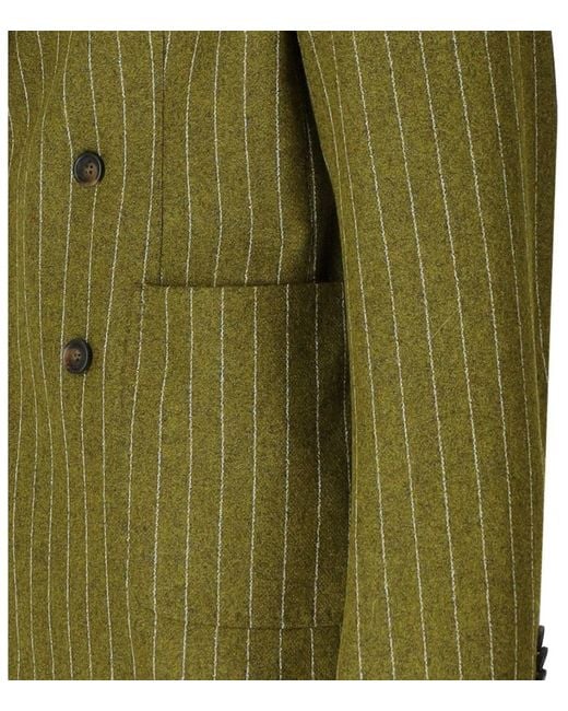 Manuel Ritz Green Pinstriped Double Breasted Jacket for men