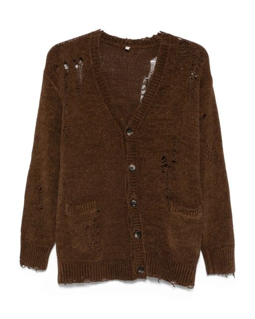 R13 Brown Boyfriend Cardigan Im Distressed-Look