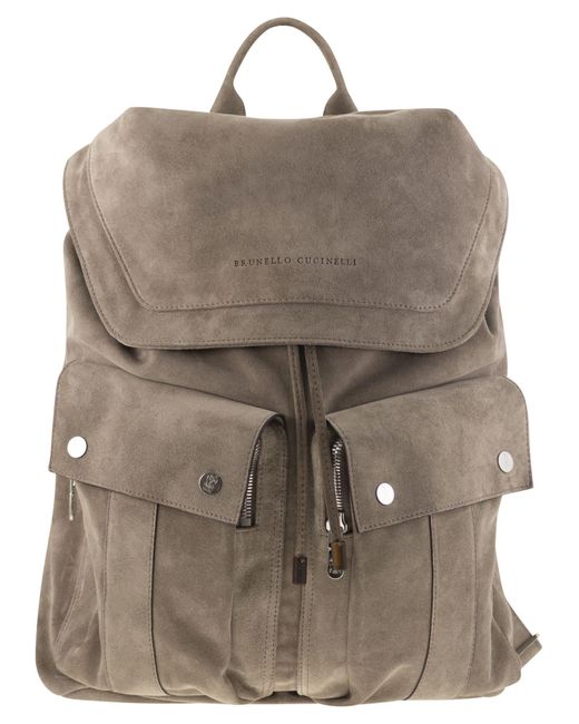 Suede Backpack Brunello Cucinelli pour homme en coloris Brown