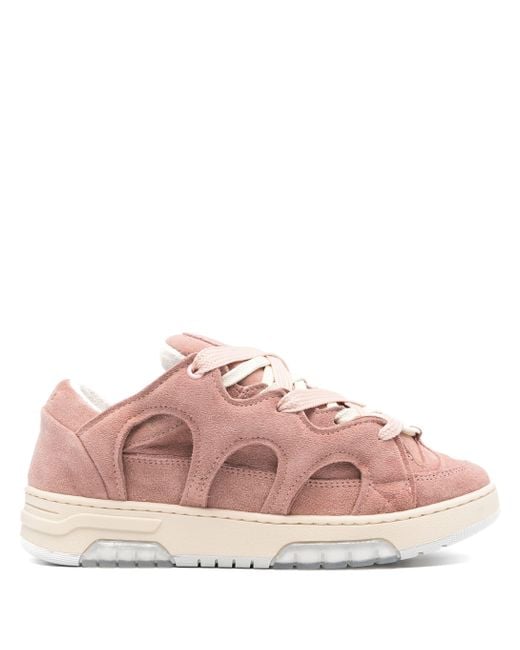 Santha Pink Panelled Padded Leather Sneakers for men