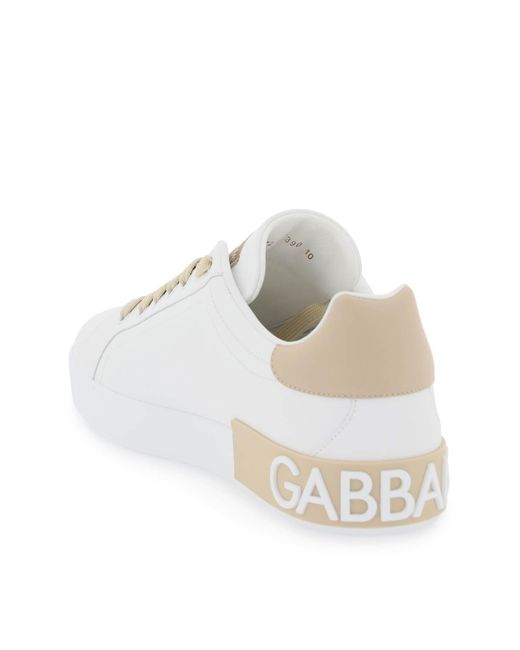 Dolce & Gabbana "Leder -Portofino -Turnschuhe mit DG in White für Herren