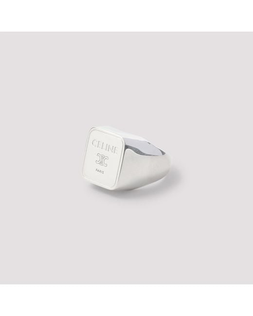 Céline White Square Signet Ring for men