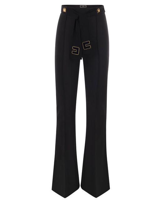 Pantalones en crepe Elisabetta Franchi de color Black
