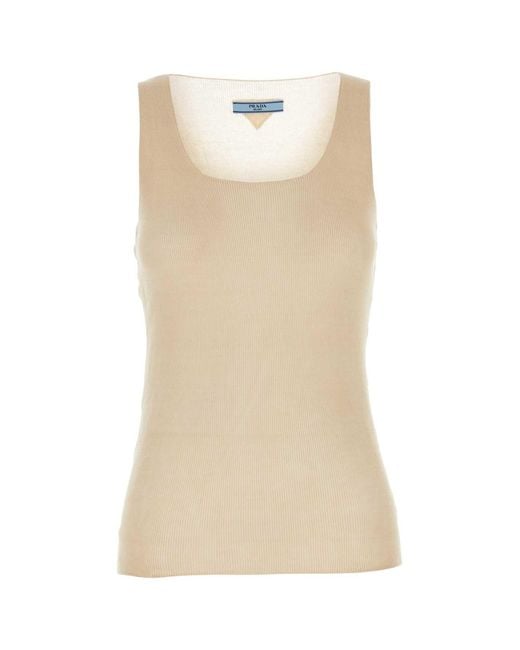 Prada Natural Sand Cotton Tank Top