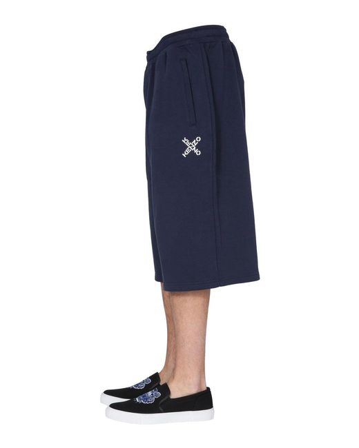 KENZO Blue Solid Shorts for men