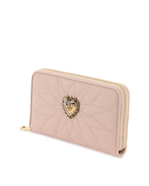 Portafoglio Zip Around Devotion di Dolce & Gabbana in Pink