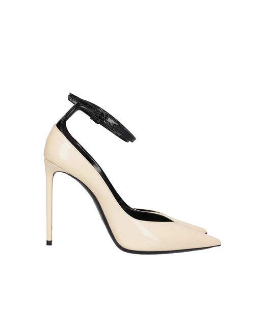 Saint Laurent White Zoe Lederpumpen