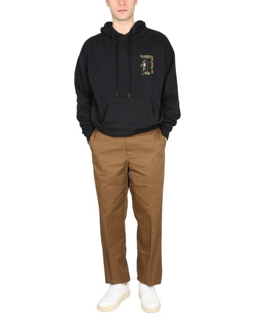 Drole de Monsieur Black Hooded Sweatshirt With Logo for men