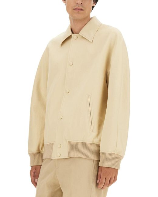 Lanvin Natural Button-Up Oversized Jacket With Design