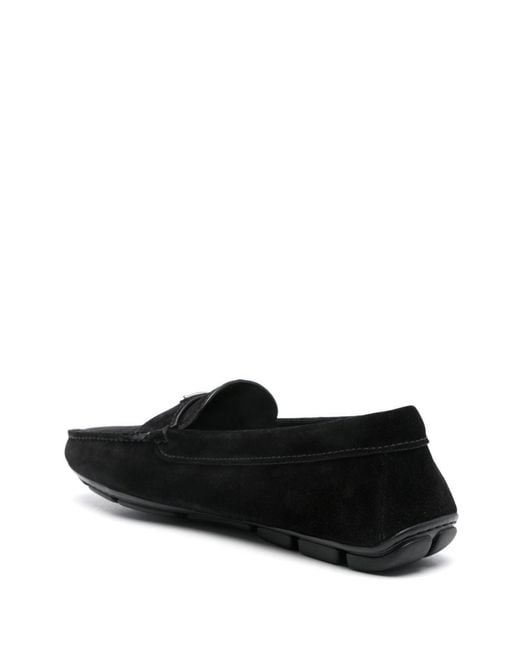 Prada Black Logo-Plaque Loafers for men