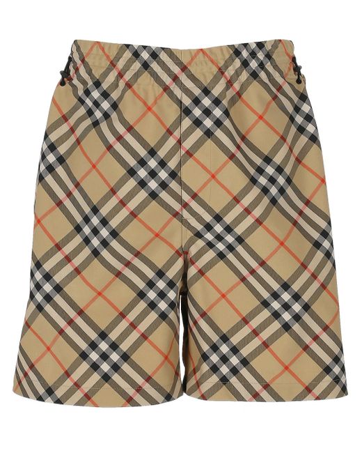 Burberry Beige Check Drawstring Shorts Met Zakken in het Gray voor heren