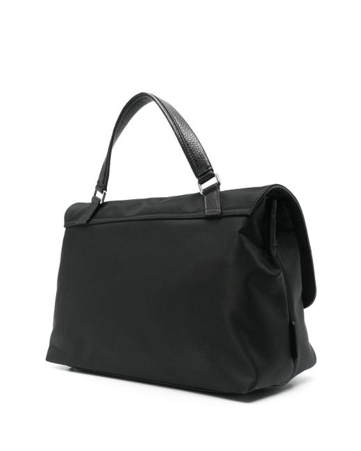 Zanellato Black Postina Rimboccata Tokyo Leather Handbag