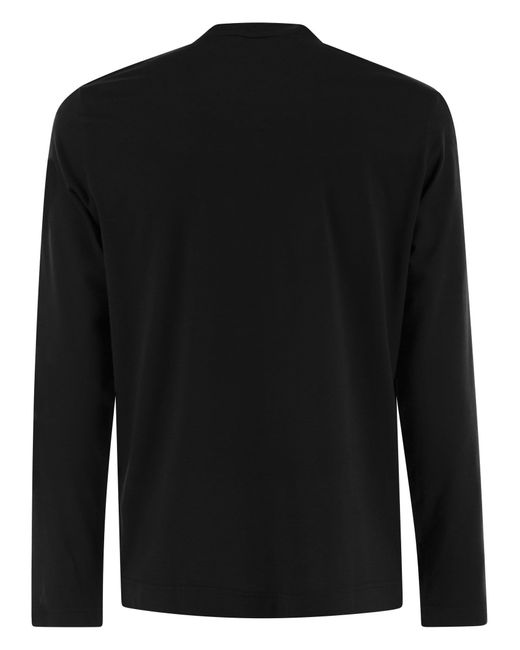 Fedeli Black Giza Cotton Crew Neck T Shirt for men