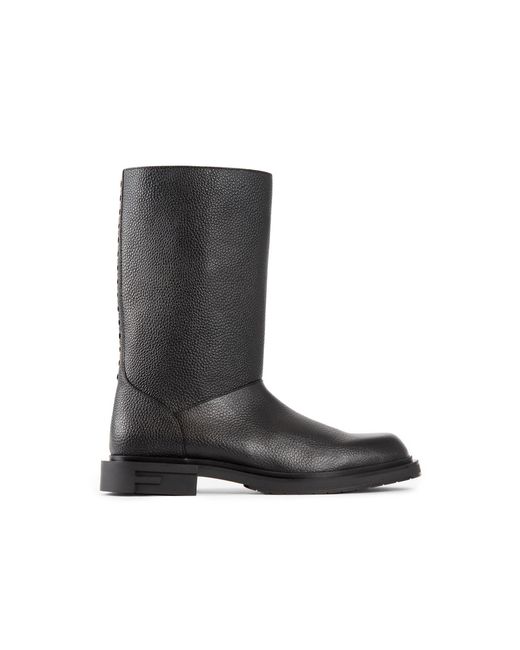 Botas de marco de cuero Fendi de hombre de color Black