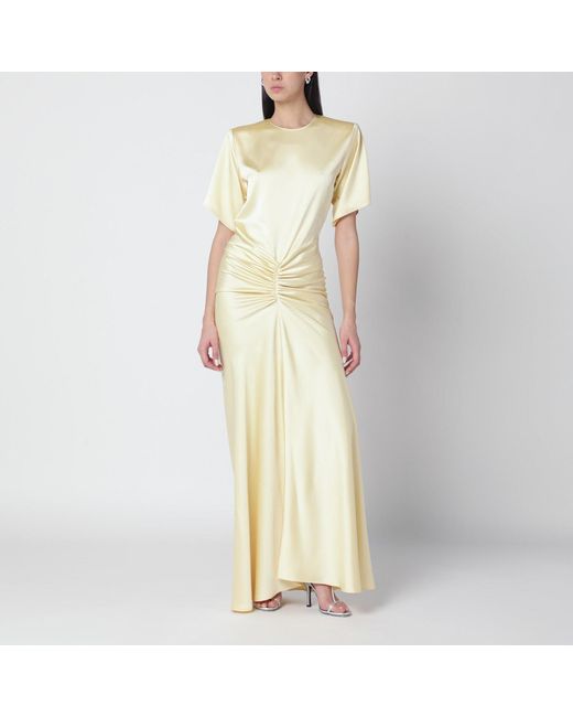 ANDAMANE Yellow Vanilla Coloured Iris Dress With Draping