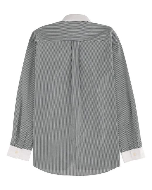 SPORTY&RICH Gray Logo Striped Shirt