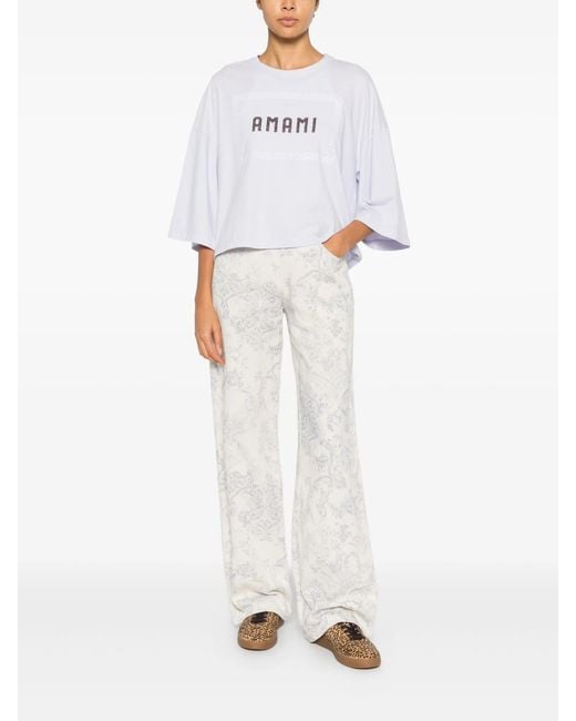 Forte_forte White Pants 5 Tasche Vita Alta Denim"Nontiscordardime"