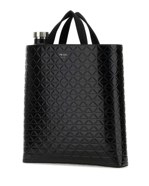 Prada Black Smooth Leather Tote Bag