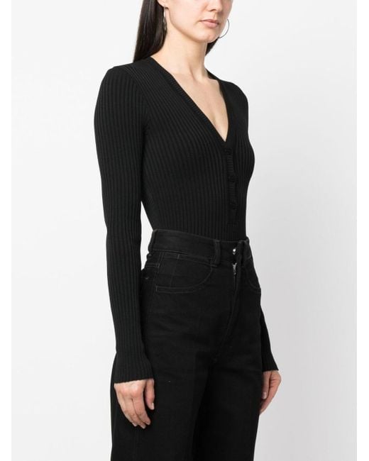ANDREADAMO Black Andreadamo Ribbed Knit Bodysuit