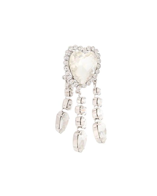 Alessandra Rich Metallic Heart Earrings With Pendants