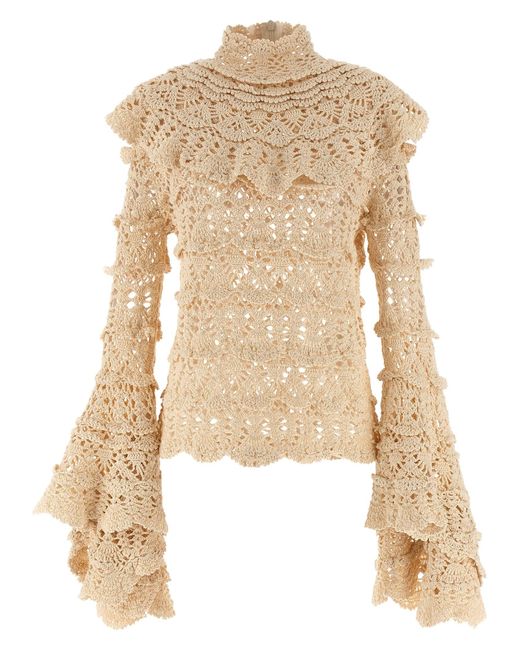 Zimmermann 'hypnotic Hand Crochet' Trui in het Natural