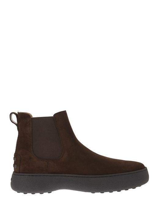 Tod's Brown Chelsea Boot W. G. In Suede Leather