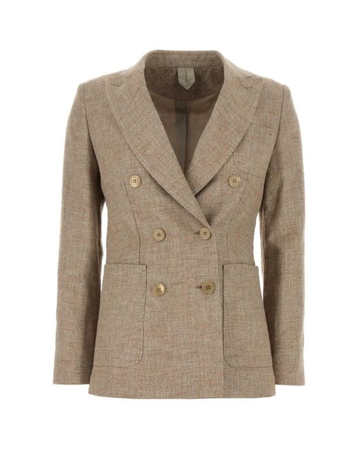 Max Mara Natural Cappuccino Linen Blend Targa Blazer