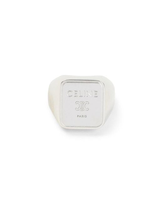 Céline White Square Signet Ring for men