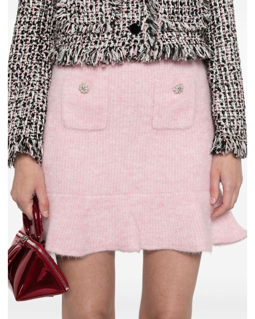 Self-Portrait Gebreide Mini-Rok in het Pink