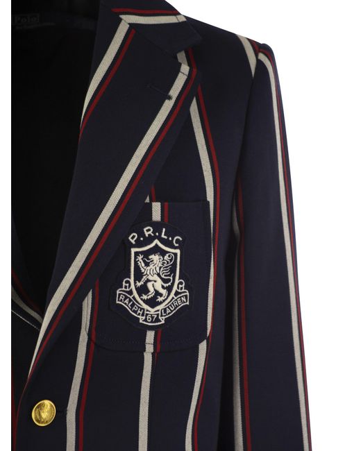 Polo Ralph Lauren Blue Striped Blazer mit Wappen