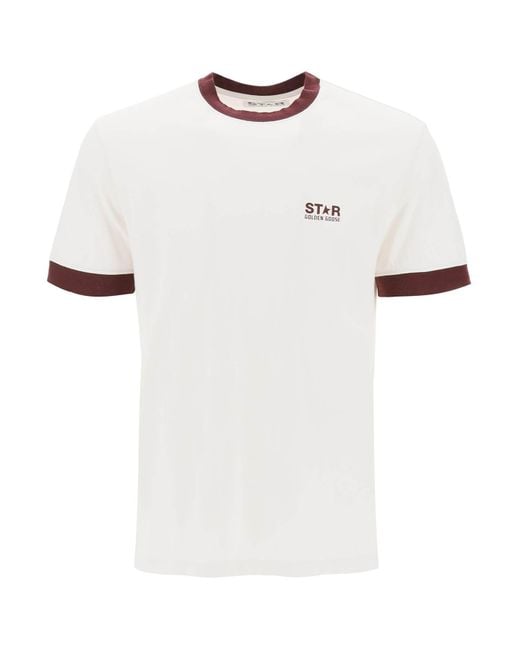 Golden Goose Deluxe Brand Contrast Trimed T -shirt in het White voor heren