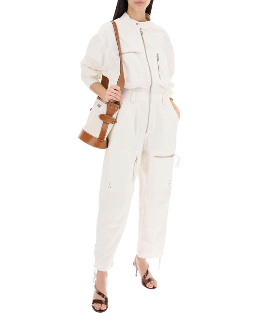 Isabel Marant White Cotton Workwear Jumpsuit