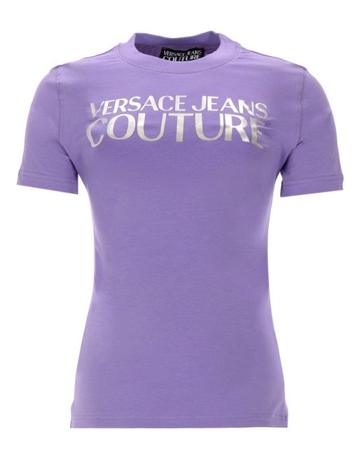 Versace Jeans Couture Purple T Shirt Con Logo