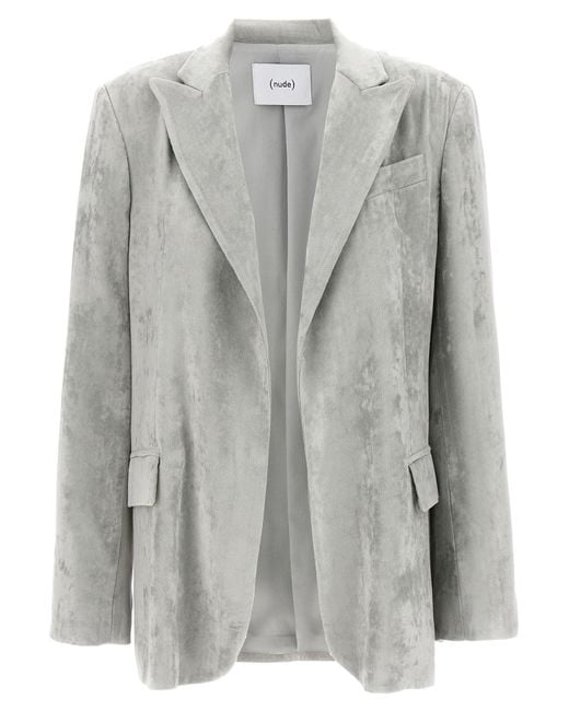 Nude Gray Velvet Blazer