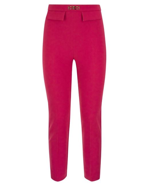 Pantaloni in crepe a doppia conica di Elisabetta Franchi in Red