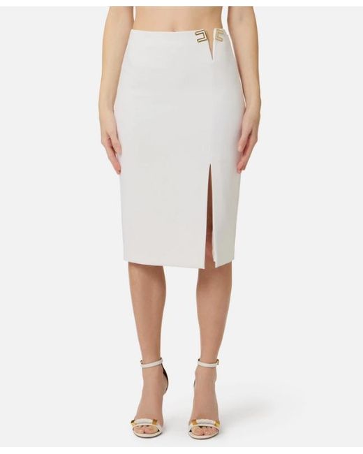 Elisabetta Franchi White Logo Detail Skirt