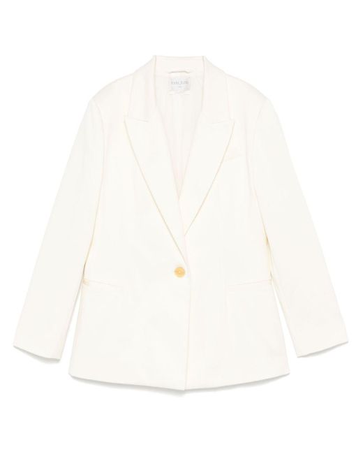 Forte_forte White Cotton Single-Breasted Blazer Jacket