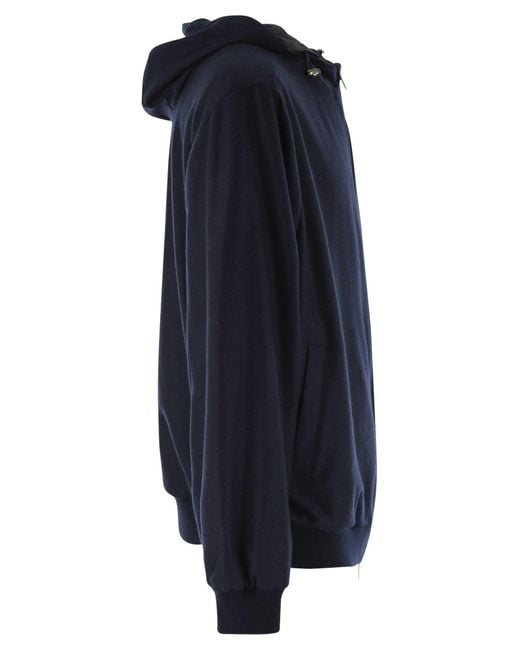 Fedeli Blue Reversible Bomber Jacket With Hood for men