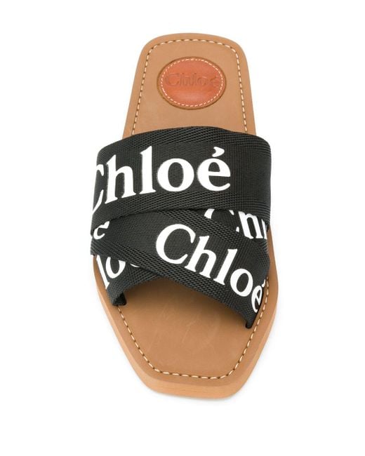 Chloé Black Woody Flat Sandals