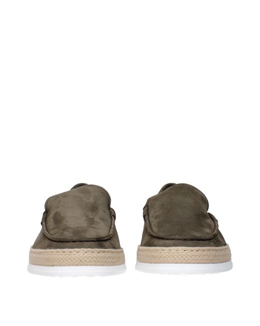 Tod's Green Slip On Uomo Camoscio Verde/Fieno