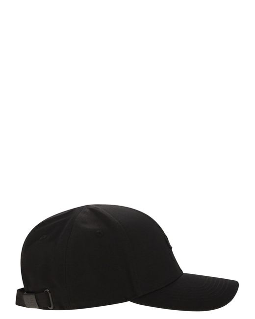 C P Company Black Hat With Visor And Embroidered Logo for men
