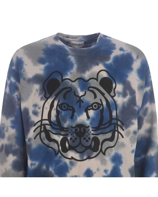 Suéter estampado de algodón KENZO de hombre de color Blue