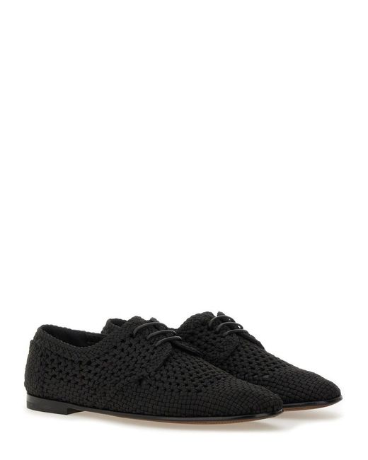 Dolce & Gabbana Black Woven Fabric "Derby" Shoe