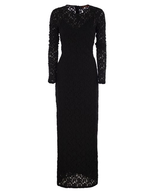 Max Mara Black Max Mara Studio Sarta Tight Fitting Cloqué Lace Dress