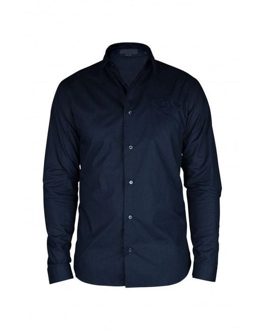 Philipp Plein Blue Cut Ls Skull Shirt for men