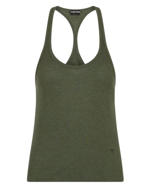 Tom Ford Green Solid Scoop Neck Top