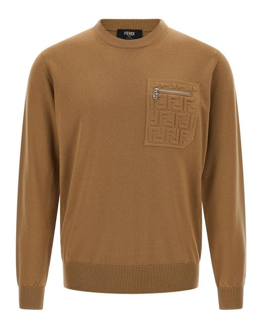 Suéter de bolsillo FF Fendi de hombre de color Brown