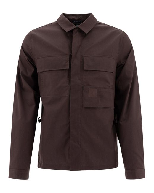C P Company Brown "The Metropolis Serie Utility" Gabardine Overshirt for men