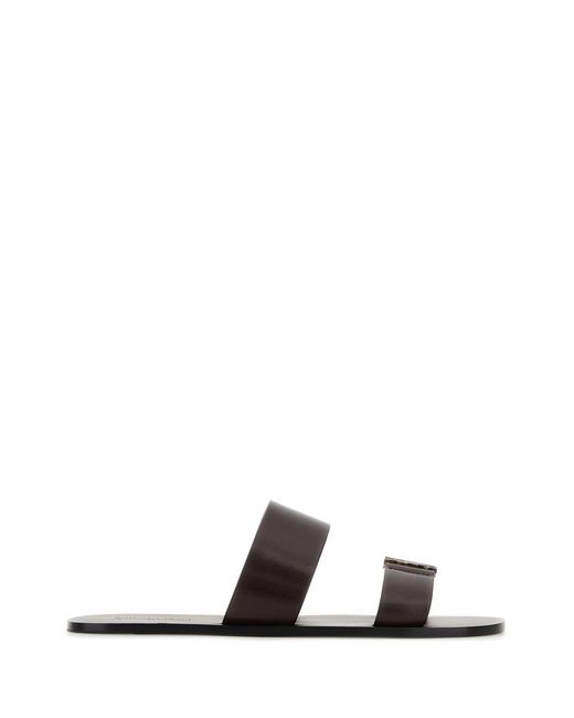Saint Laurent Black Dark Leather Babylone Slippers